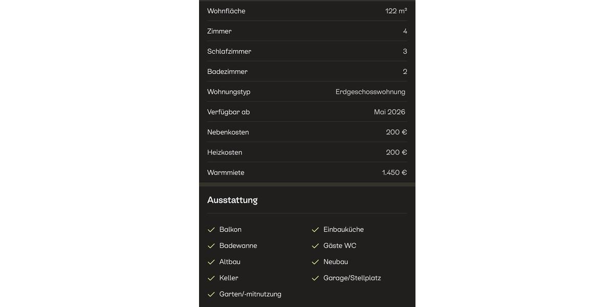 Erdgeschoßwohnung Villingen-Schwenningen Kopsbühl - 4 Zimmer, 122 m&sup2;, 1.450&euro; | Angebot:26356850