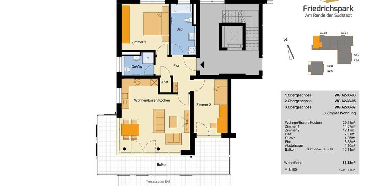 Etagenwohnung Villingen-Schwenningen Villingen - 3 Zimmer, 88 m&sup2;, 375.000&euro; | Angebot:26017138