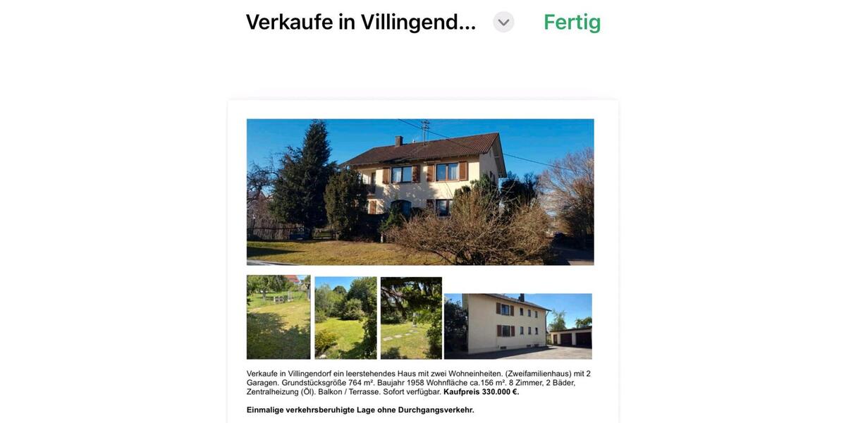 Mehrfamilienhaus, Wohnhaus Villingendorf - 8 Zimmer, 156 m&sup2;, 330.000&euro; | Angebot:26367017