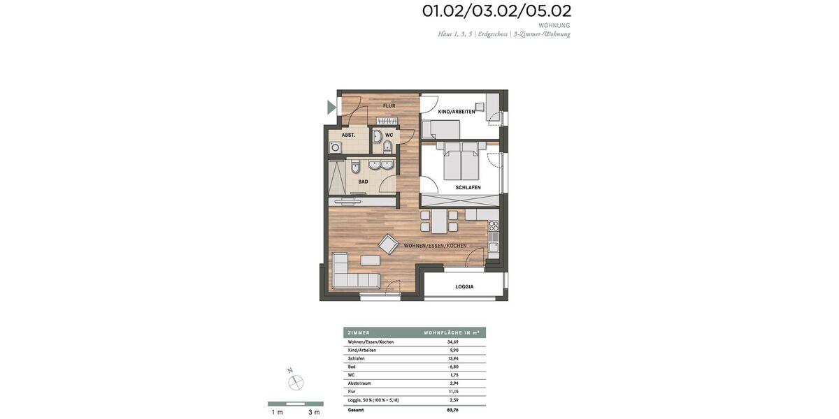 Etagenwohnung Villingen-Schwenningen Kopsbühl - 3 Zimmer, 84 m&sup2;, 1.005&euro; | Angebot:25148726