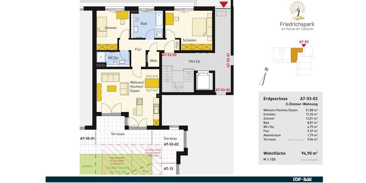 Erdgeschoßwohnung Villingen-Schwenningen Schwenningen - 3 Zimmer, 95 m&sup2;, 1.090&euro; | Angebot:24533264