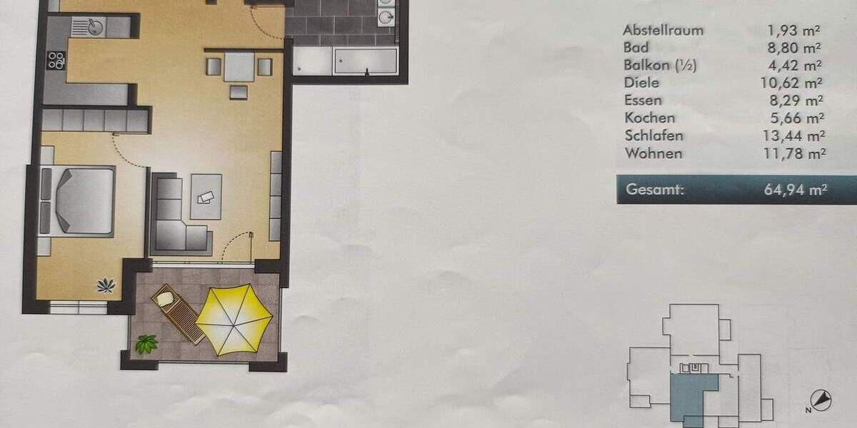 Etagenwohnung Tuttlingen Möhringen - 2 Zimmer, 64 m&sup2;, 239.000&euro; | Angebot:25777126