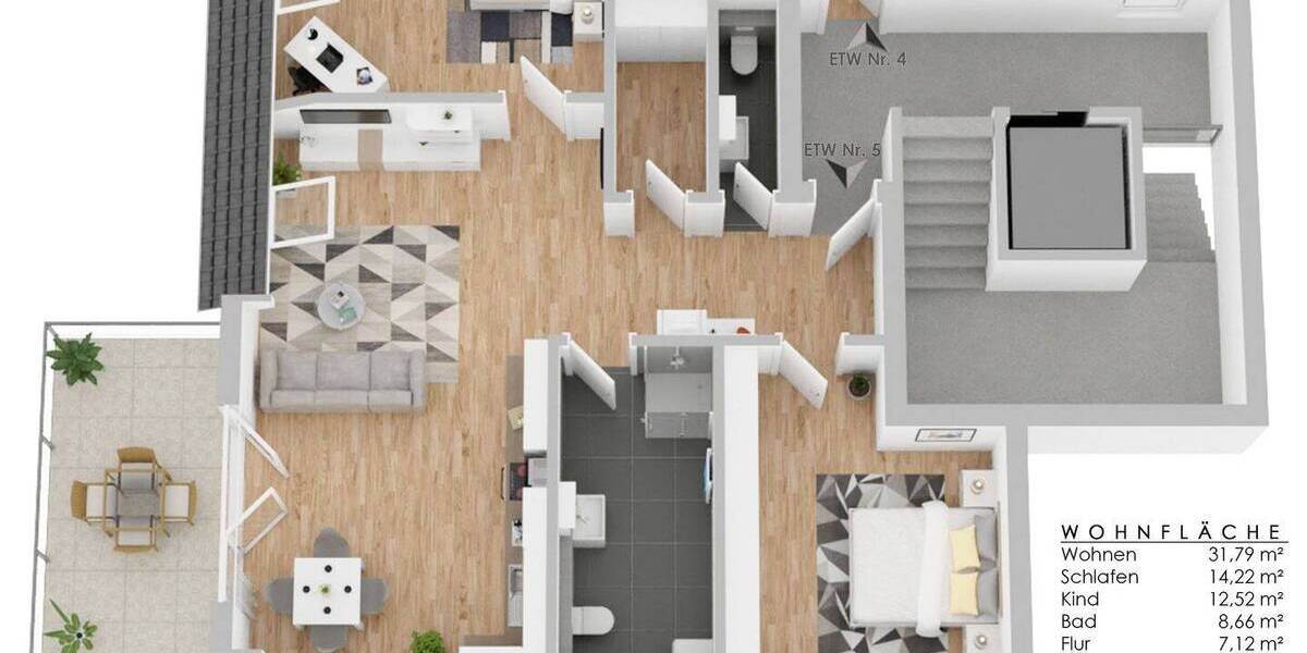 Etagenwohnung Villingen-Schwenningen Marbach - 3 Zimmer, 85 m&sup2;, 365.800&euro; | Angebot:26093503