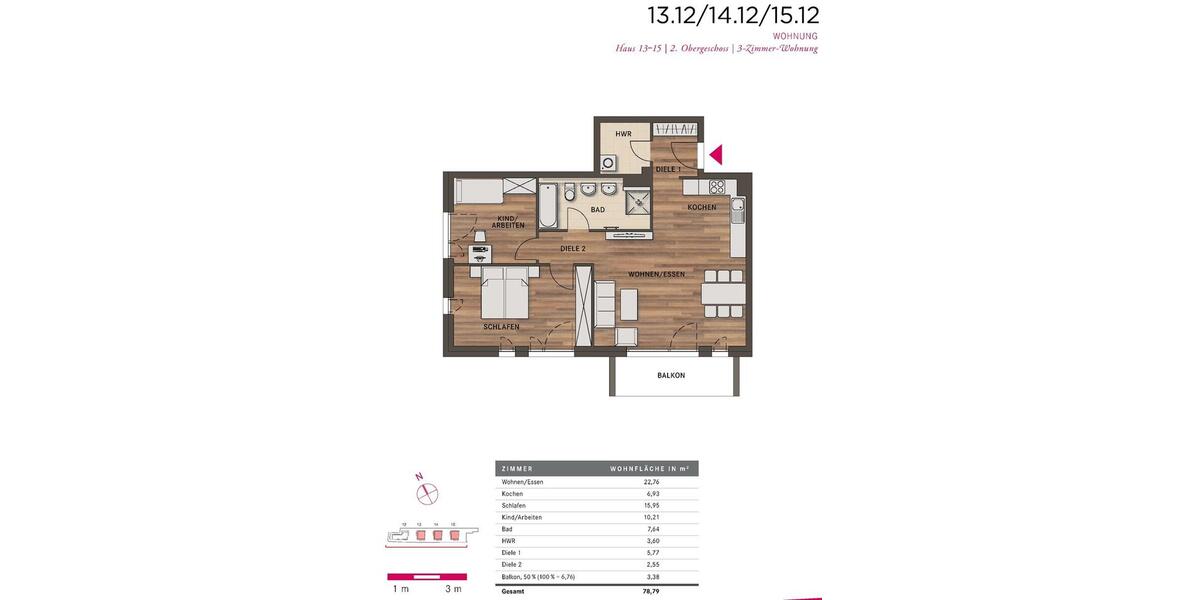 Etagenwohnung Villingen-Schwenningen Kopsbühl - 3 Zimmer, 79 m&sup2;, 945&euro; | Angebot:26660016