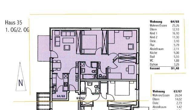 Etagenwohnung Villingen-Schwenningen Villingen - 4 Zimmer, 91 m&sup2;, 249.000&euro; | Angebot:25675878
