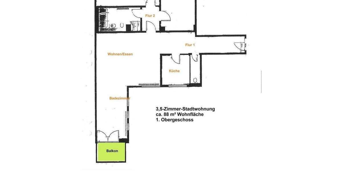 Etagenwohnung Villingen-Schwenningen Schwenningen - 3 Zimmer, 87 m&sup2;, 1.000&euro; | Angebot:25733971