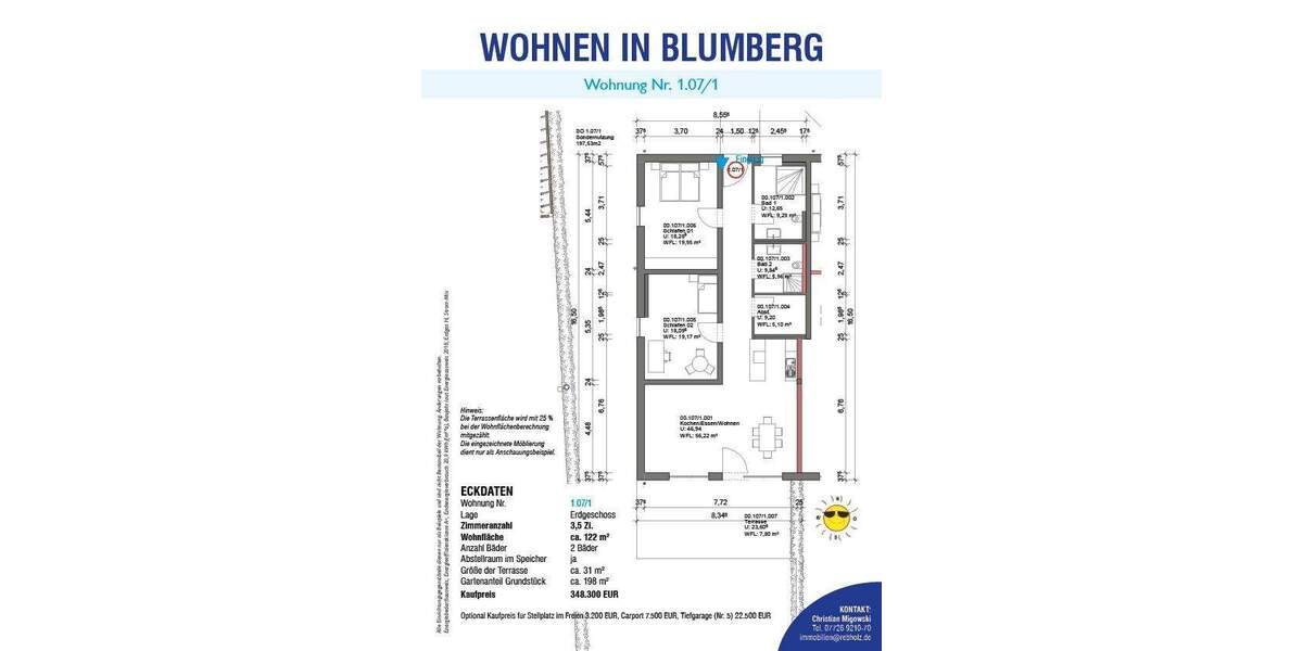 Etagenwohnung Blumberg - 3 Zimmer, 122 m&sup2;, 384.300&euro; | Angebot:25797396