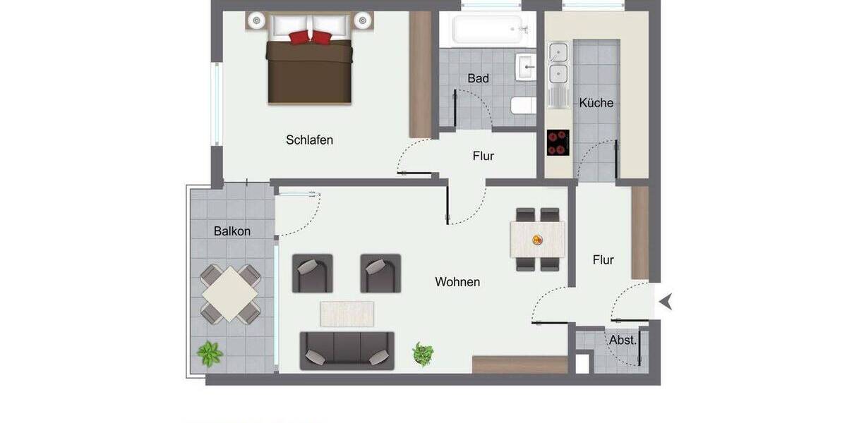 Etagenwohnung Aldingen - 2 Zimmer, 57 m&sup2;, 130.000&euro; | Angebot:26388414