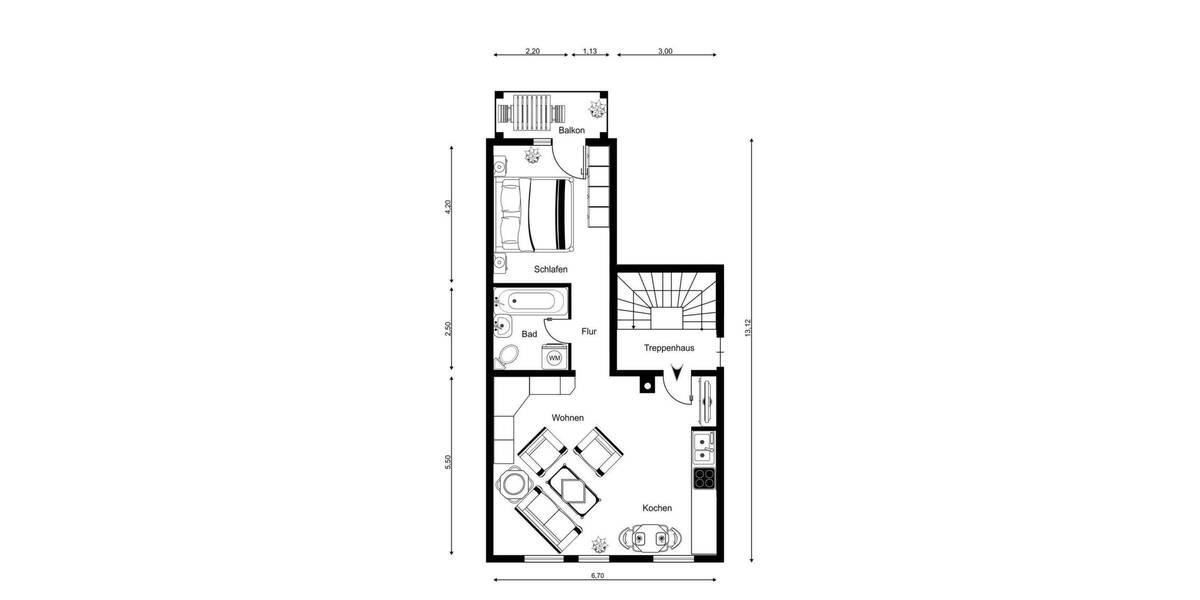Etagenwohnung Tuttlingen - 2 Zimmer, 60 m&sup2;, 129.000&euro; | Angebot:25662388