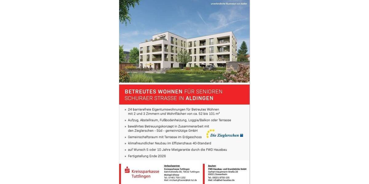 Etagenwohnung Aldingen - 2 Zimmer, 53 m&sup2;, 276.600&euro; | Angebot:25732033