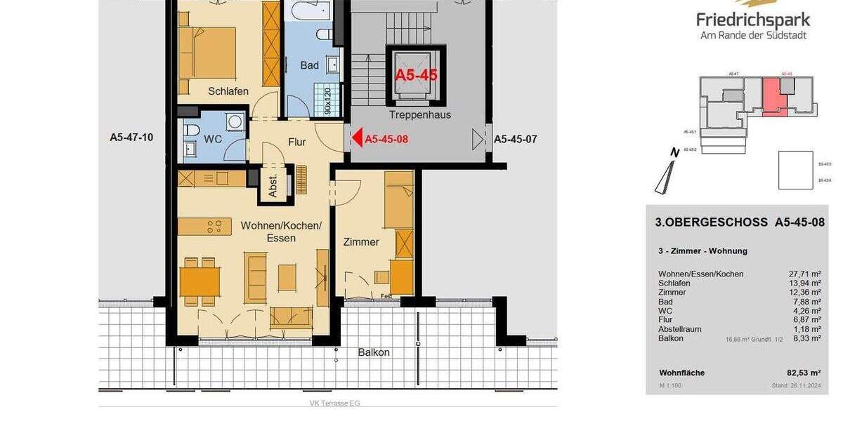 Etagenwohnung Villingen-Schwenningen Villingen - 3 Zimmer, 82 m&sup2;, 430.150&euro; | Angebot:25746138