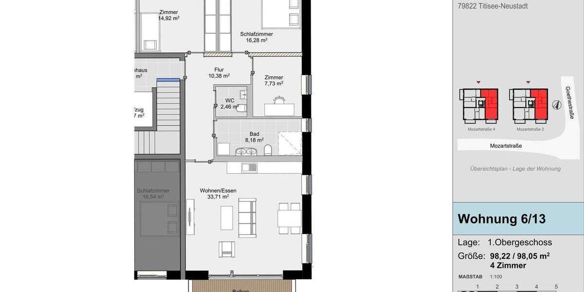 Etagenwohnung Titisee-Neustadt Neustadt - 4 Zimmer, 98 m&sup2;, 549.000&euro; | Angebot:25704909