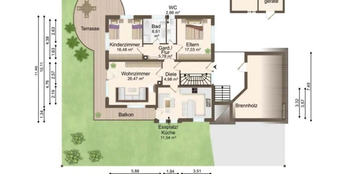 Erdgeschoßwohnung Tuttlingen - 3 Zimmer, 105 m&sup2;, 1.000&euro; | Angebot:25430717