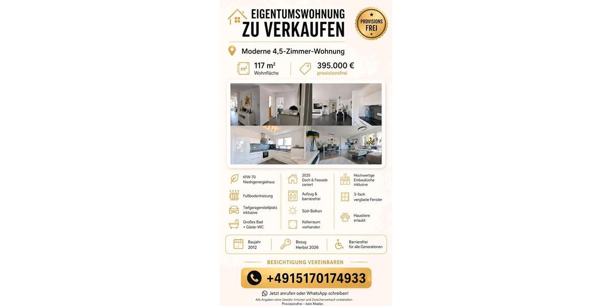 Etagenwohnung Trossingen - 4.5 Zimmer, 117 m&sup2;, 395.000&euro; | Angebot:26957421