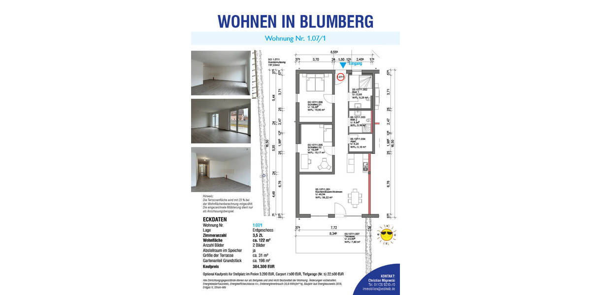 Etagenwohnung Blumberg - 3 Zimmer, 122 m&sup2;, 384.300&euro; | Angebot:26787379