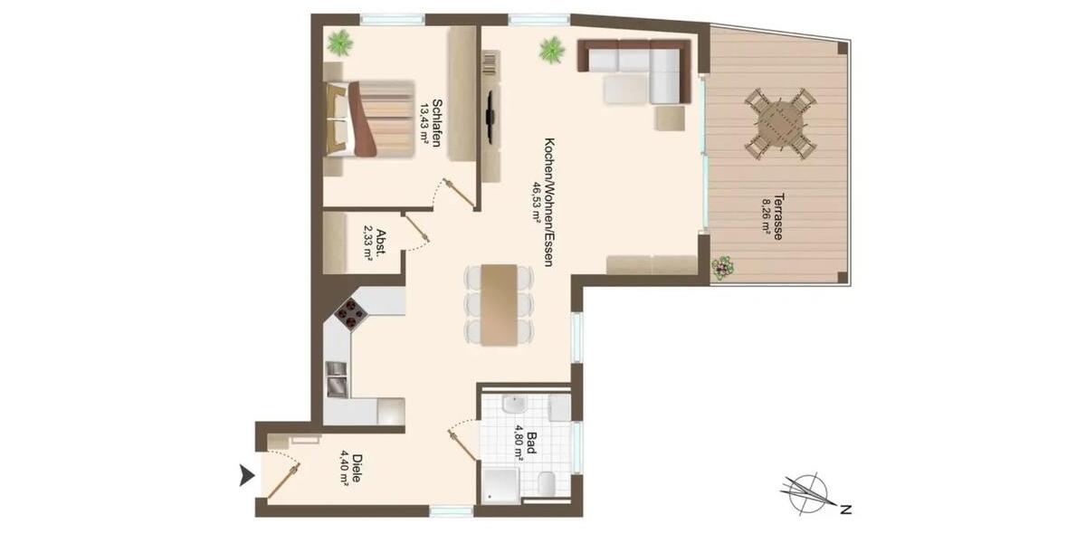 Erdgeschoßwohnung Dürbheim - 2 Zimmer, 80 m&sup2;, 700&euro; | Angebot:25612091