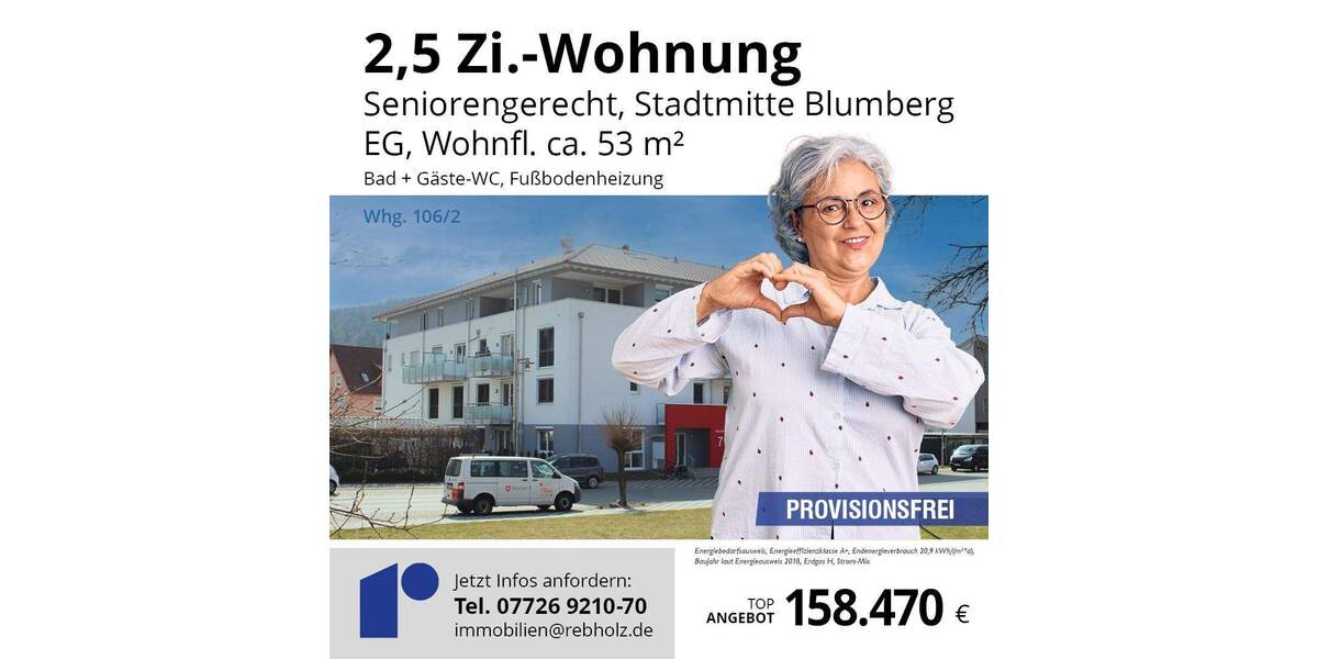 Etagenwohnung Blumberg - 2 Zimmer, 53 m&sup2;, 158.470&euro; | Angebot:25729977