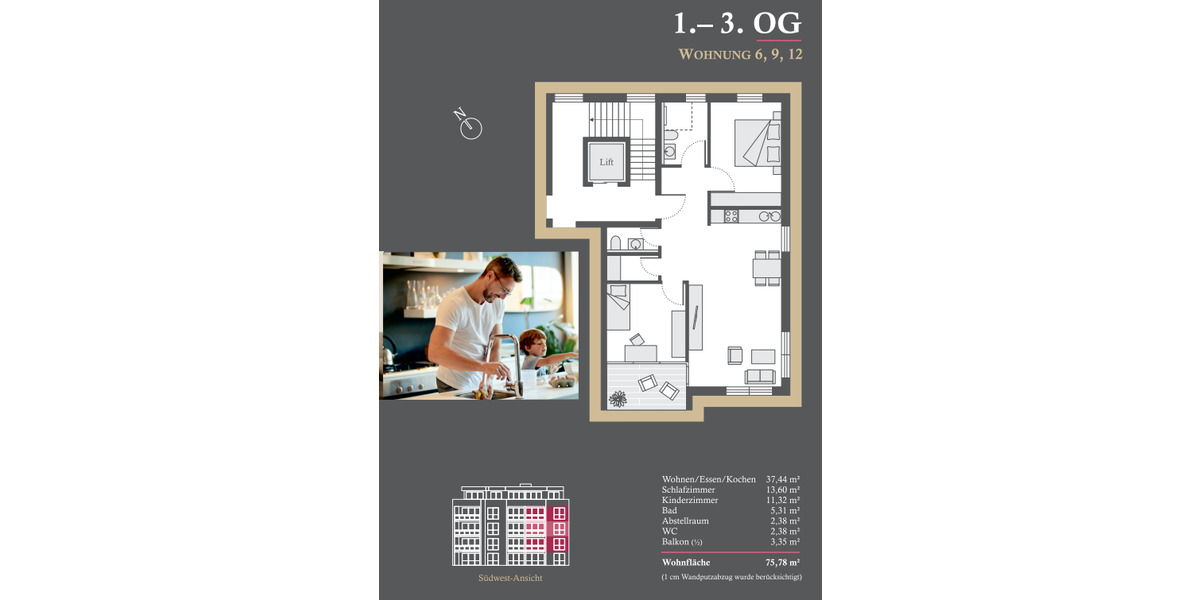 Etagenwohnung Furtwangen im Schwarzwald Stadtgebiet - 3 Zimmer, 75 m&sup2;, 368.000&euro; | Angebot:25669296
