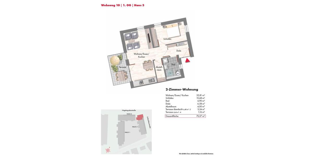Etagenwohnung Rottweil - 2.5 Zimmer, 73 m&sup2;, 950&euro; | Angebot:25802668