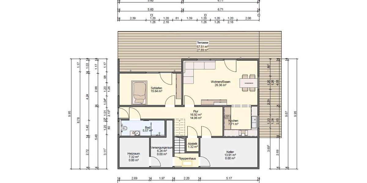 Terrassenwohnung Unterkirnach - 2.5 Zimmer, 87 m&sup2;, 790&euro; | Angebot:25340814