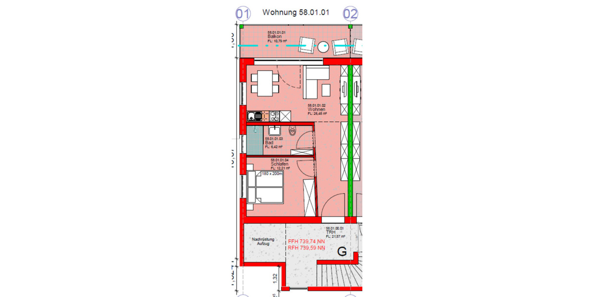 Etagenwohnung Villingen-Schwenningen Schwenningen - 2 Zimmer, 48 m&sup2;, 625&euro; | Angebot:25686442