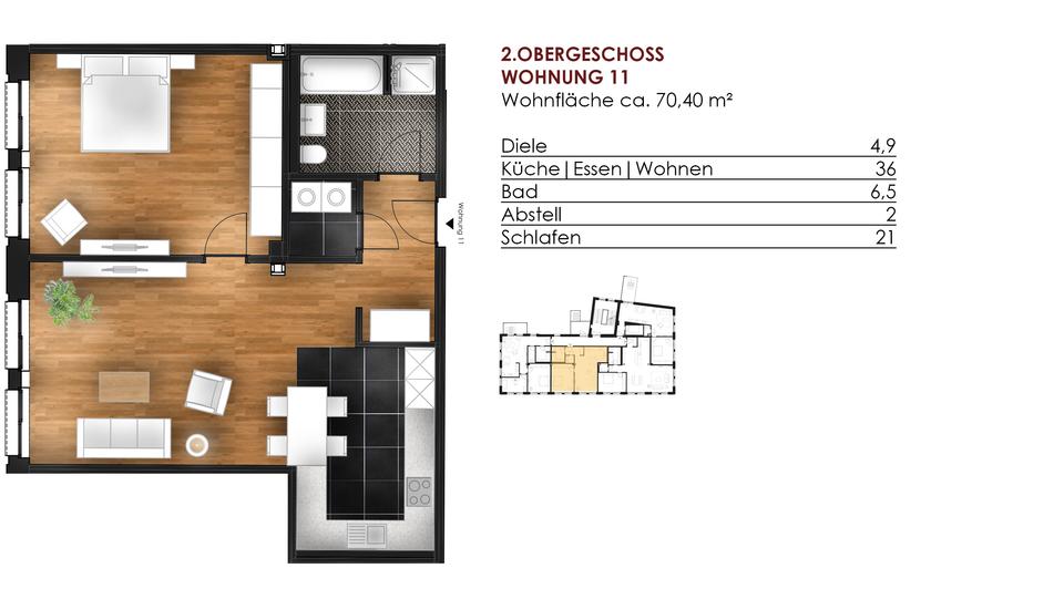 Etagenwohnung Villingen-Schwenningen Schwenningen - 2 Zimmer, 70 m&sup2;, 775&euro; | Angebot:25648722