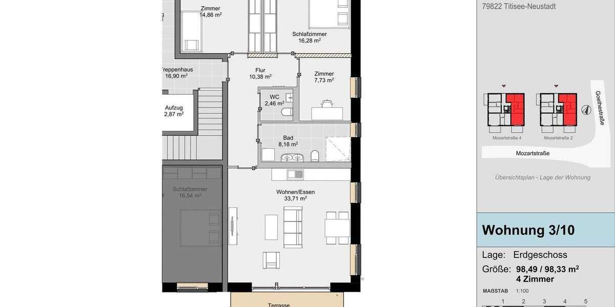 Etagenwohnung Titisee-Neustadt Neustadt - 4 Zimmer, 98 m&sup2;, 539.000&euro; | Angebot:25745165