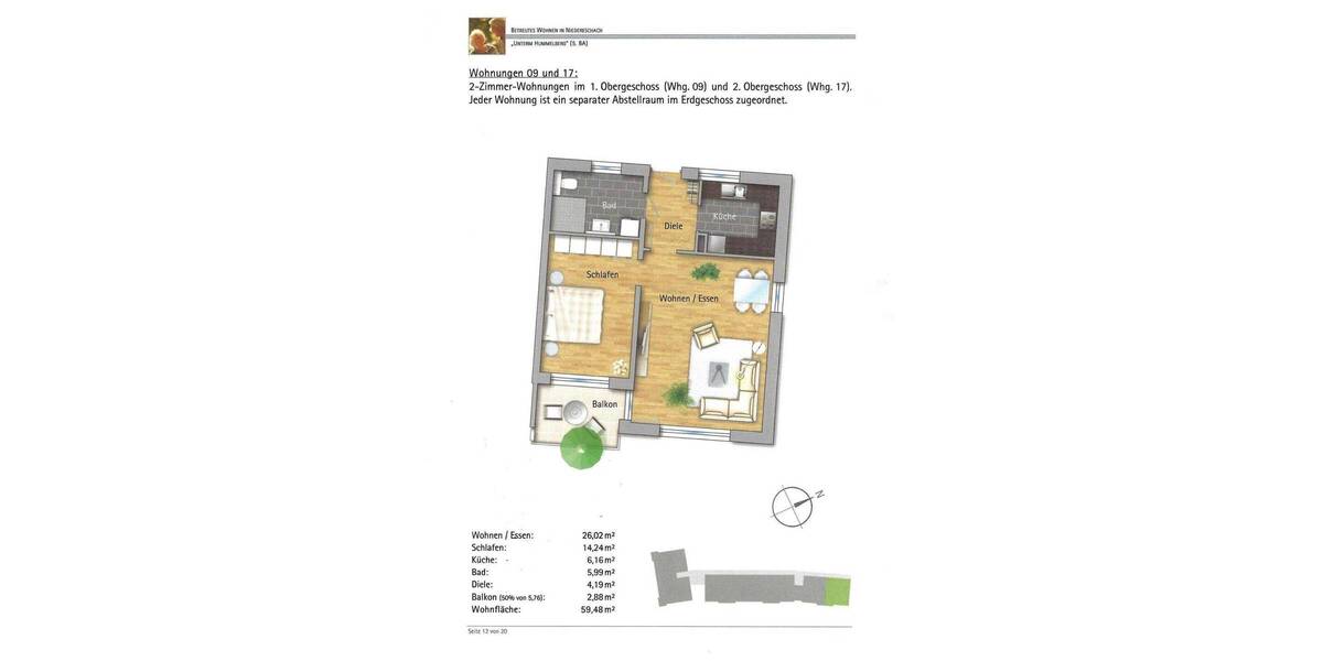 Etagenwohnung Niedereschach - 2 Zimmer, 60 m&sup2;, 510&euro; | Angebot:25927618