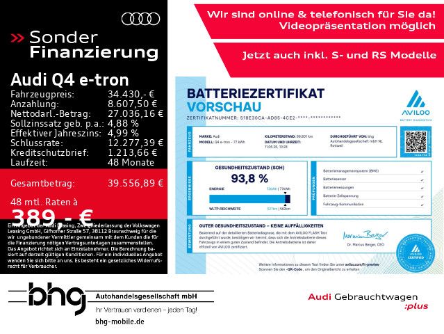 Audi Q4 e-tron 68.801 km 34.430 &euro; Rottweil 78628