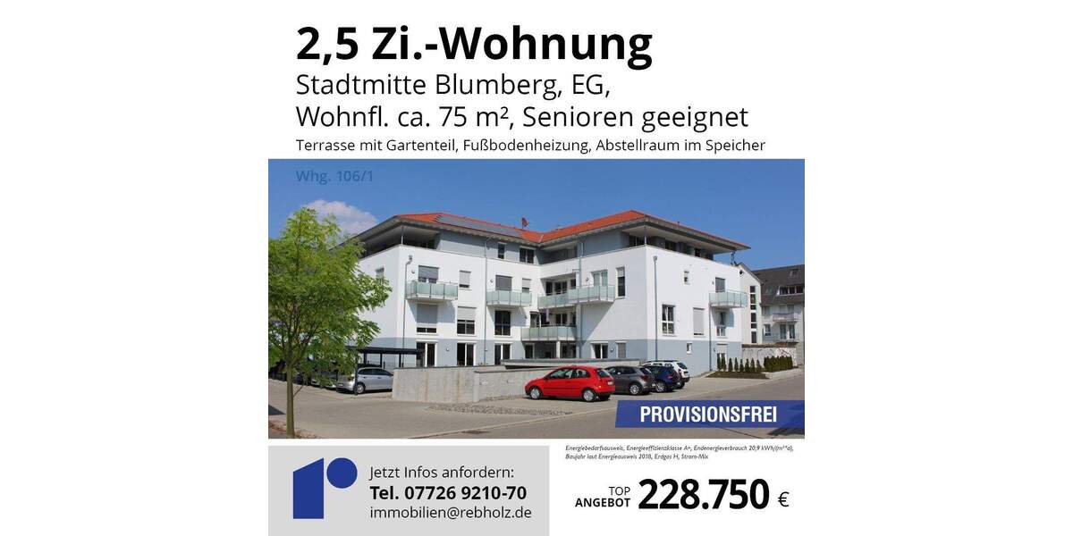 Etagenwohnung Blumberg - 2 Zimmer, 75 m&sup2;, 228.750&euro; | Angebot:25667664