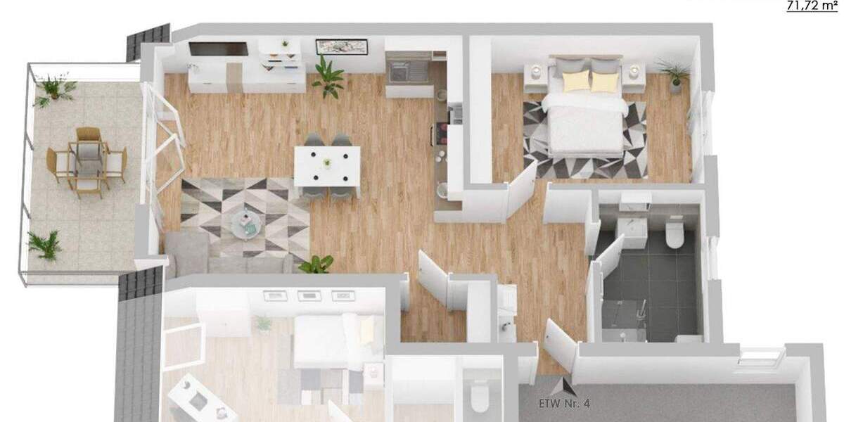 Etagenwohnung Villingen-Schwenningen Marbach - 2 Zimmer, 71 m&sup2;, 308.000&euro; | Angebot:25695907