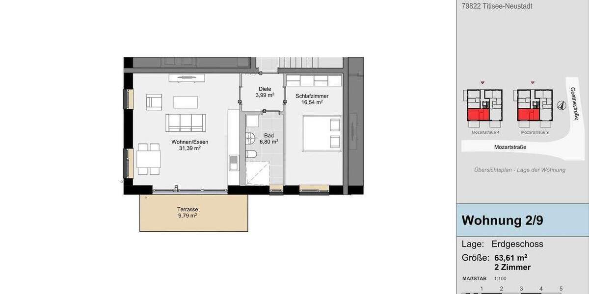 Etagenwohnung Titisee-Neustadt Neustadt - 2 Zimmer, 63 m&sup2;, 349.000&euro; | Angebot:25780439