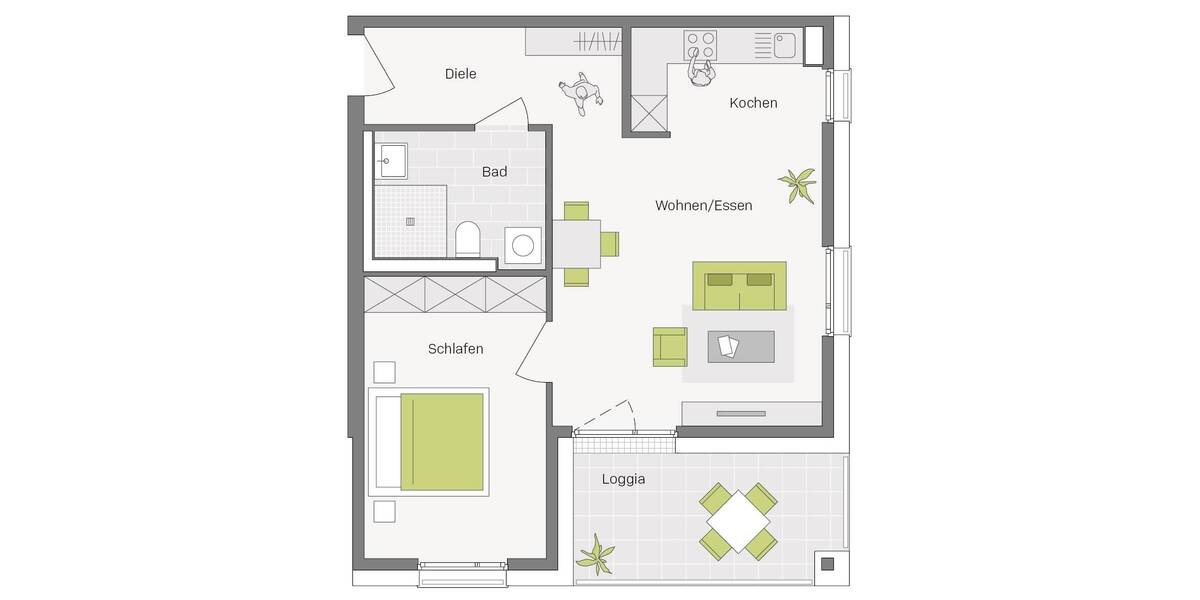 Etagenwohnung Aldingen - 2 Zimmer, 58 m&sup2;, 299.600&euro; | Angebot:25799426