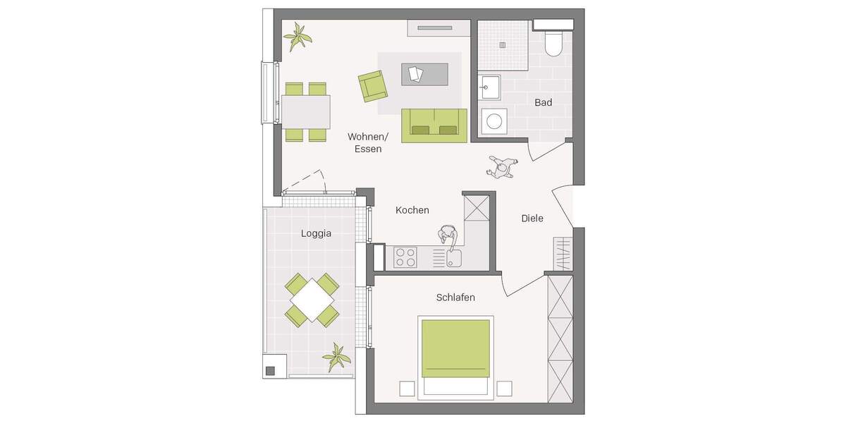 Etagenwohnung Aldingen - 2 Zimmer, 53 m&sup2;, 276.600&euro; | Angebot:25732033