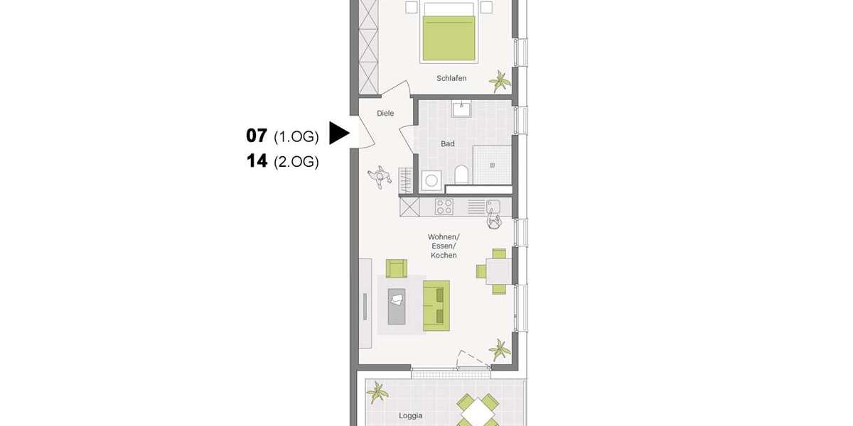 Etagenwohnung Aldingen - 2 Zimmer, 57 m&sup2;, 288.900&euro; | Angebot:22729008