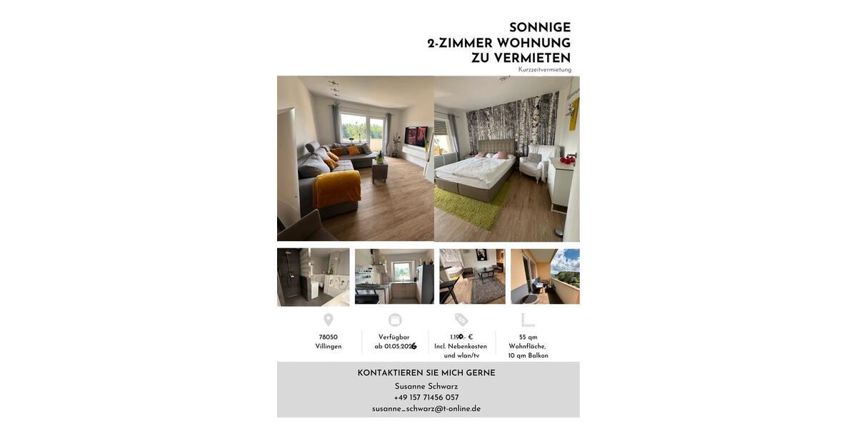 Etagenwohnung Villingen-Schwenningen Schwenningen - 2 Zimmer, 58 m&sup2;, 1.190&euro; | Angebot:25414400