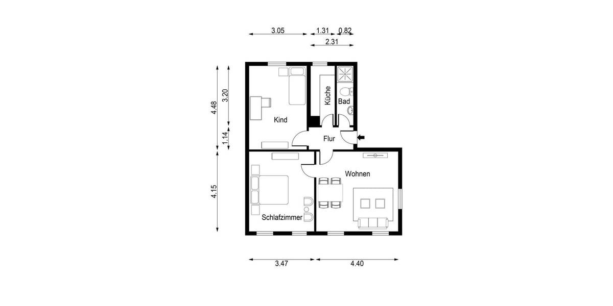 Etagenwohnung Tuttlingen - 3 Zimmer, 56 m&sup2;, 109.000&euro; | Angebot:25834565