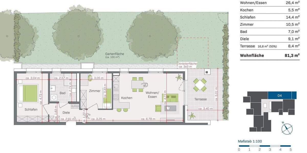 Etagenwohnung Aldingen - 3 Zimmer, 81 m&sup2;, 403.700&euro; | Angebot:25732032