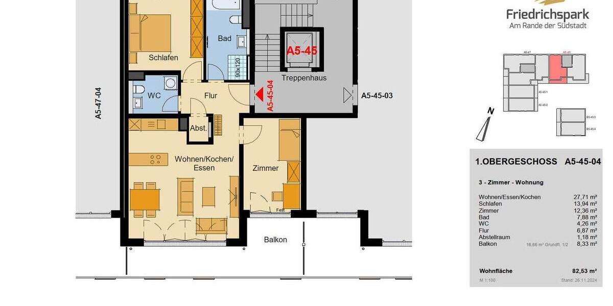 Etagenwohnung Villingen-Schwenningen Villingen - 3 Zimmer, 82 m&sup2;, 430.150&euro; | Angebot:25746138
