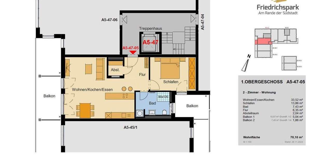 Etagenwohnung Villingen-Schwenningen Villingen - 2 Zimmer, 70 m&sup2;, 372.950&euro; | Angebot:25746136