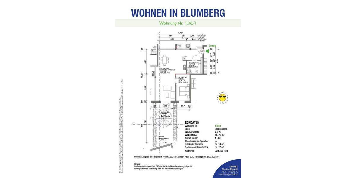 Etagenwohnung Blumberg - 2 Zimmer, 75 m&sup2;, 228.750&euro; | Angebot:25667664