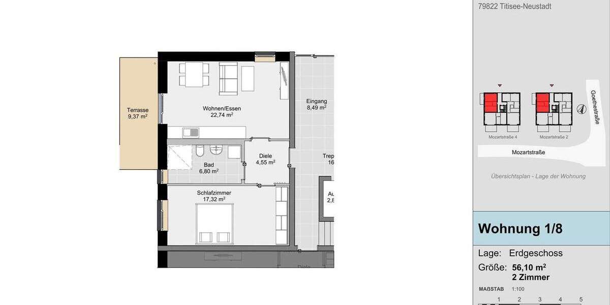 Etagenwohnung Titisee-Neustadt Neustadt - 2 Zimmer, 56 m&sup2;, 309.000&euro; | Angebot:25745141