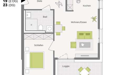 Wohnung Aldingen - 2 Zimmer, 59 m&sup2;, 299.600&euro; | Angebot:22729024