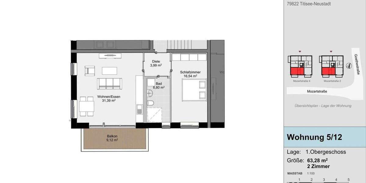 Etagenwohnung Titisee-Neustadt Neustadt - 2 Zimmer, 63 m&sup2;, 349.000&euro; | Angebot:25704922