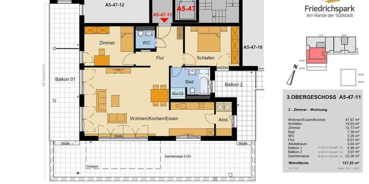 Etagenwohnung Villingen-Schwenningen Villingen - 3 Zimmer, 127 m&sup2;, 699.800&euro; | Angebot:25701437